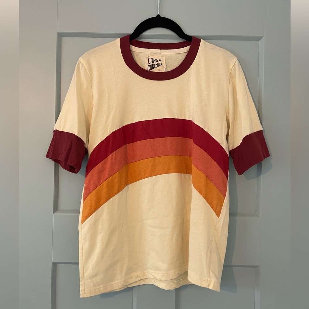 Camo Collection Over the Rainbow Tee- Maroon Retro Stripe